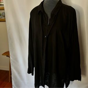 Eileen Fisher traditional collar button front linen top